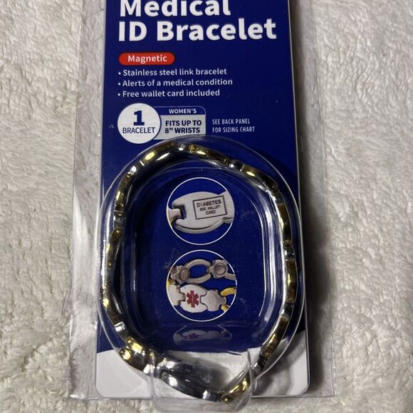 WOMEN'S Walgreens Diabetic Medical ID Bracelet Magnetic Large/Xtra Fits 8" Wrist - Picture 1 of 6